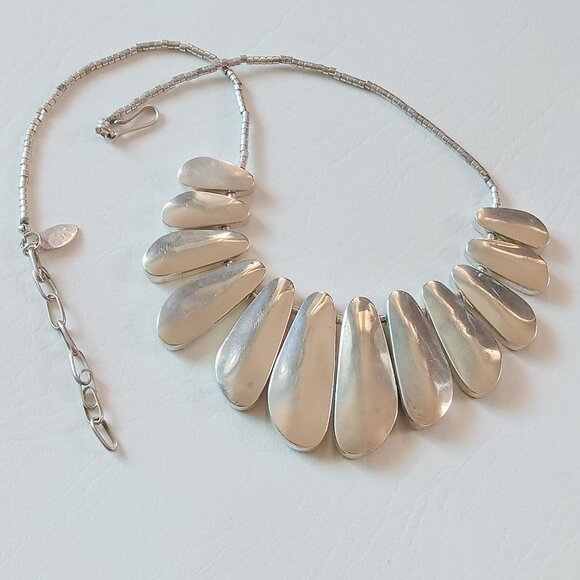 Vintage Sterling Silver Turquoise Enamel Necklace - Picture 8 of 10